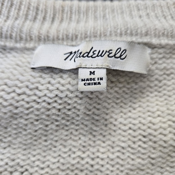 Madewell Merino Wool Long Sleeve Lace Up Front Cream Oatmeal Sweater Dress M - Picture 10 of 11